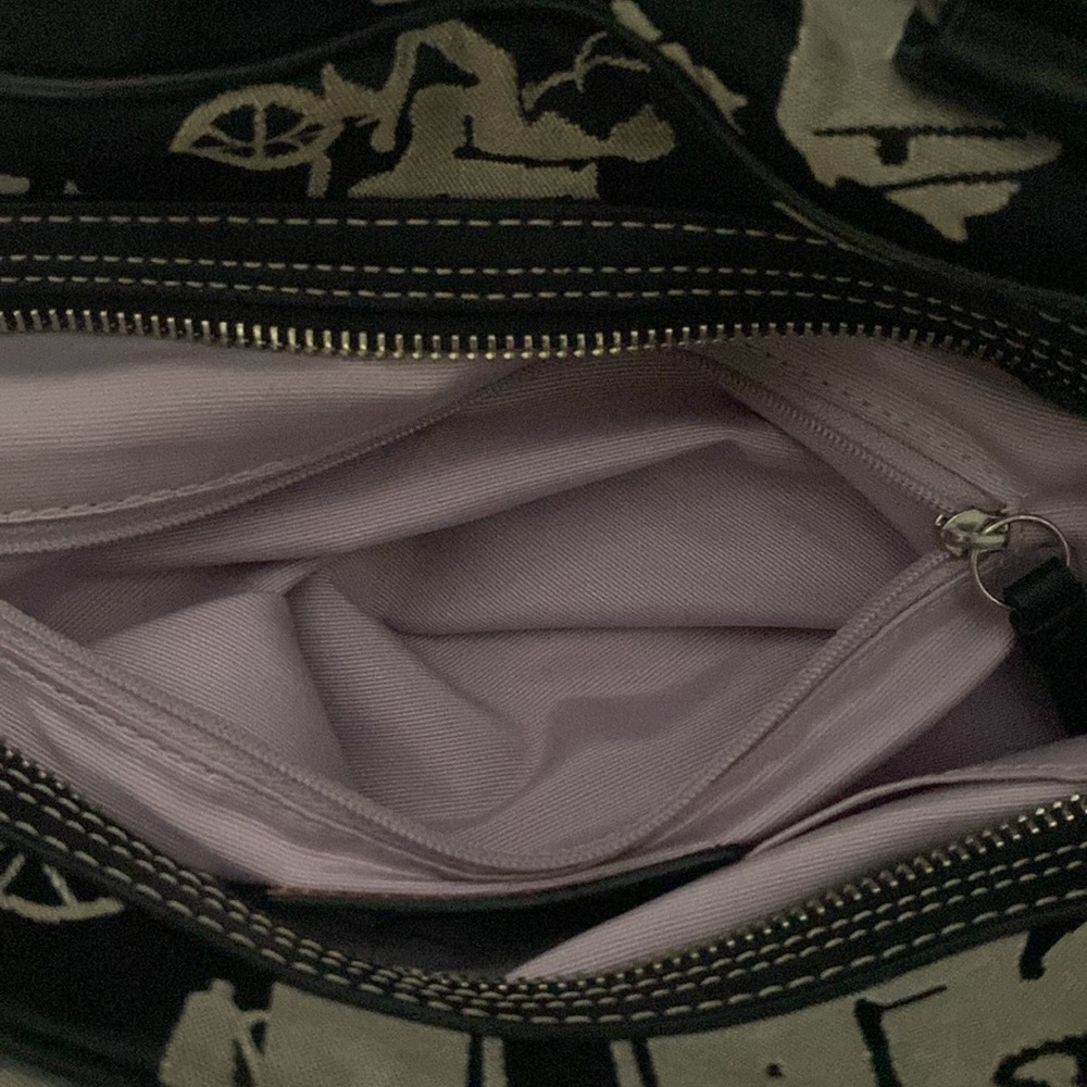 Coach Horse Carriage Ashley Monogrammed Black & Grey Leather & Fabric Handbag - Picture 9 of 13